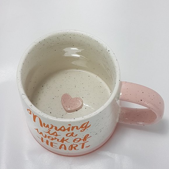 HALLMARK Statement Mug Teacup Nursing is a Work of Heart Quote Pink Orange - Picture 2 of 15